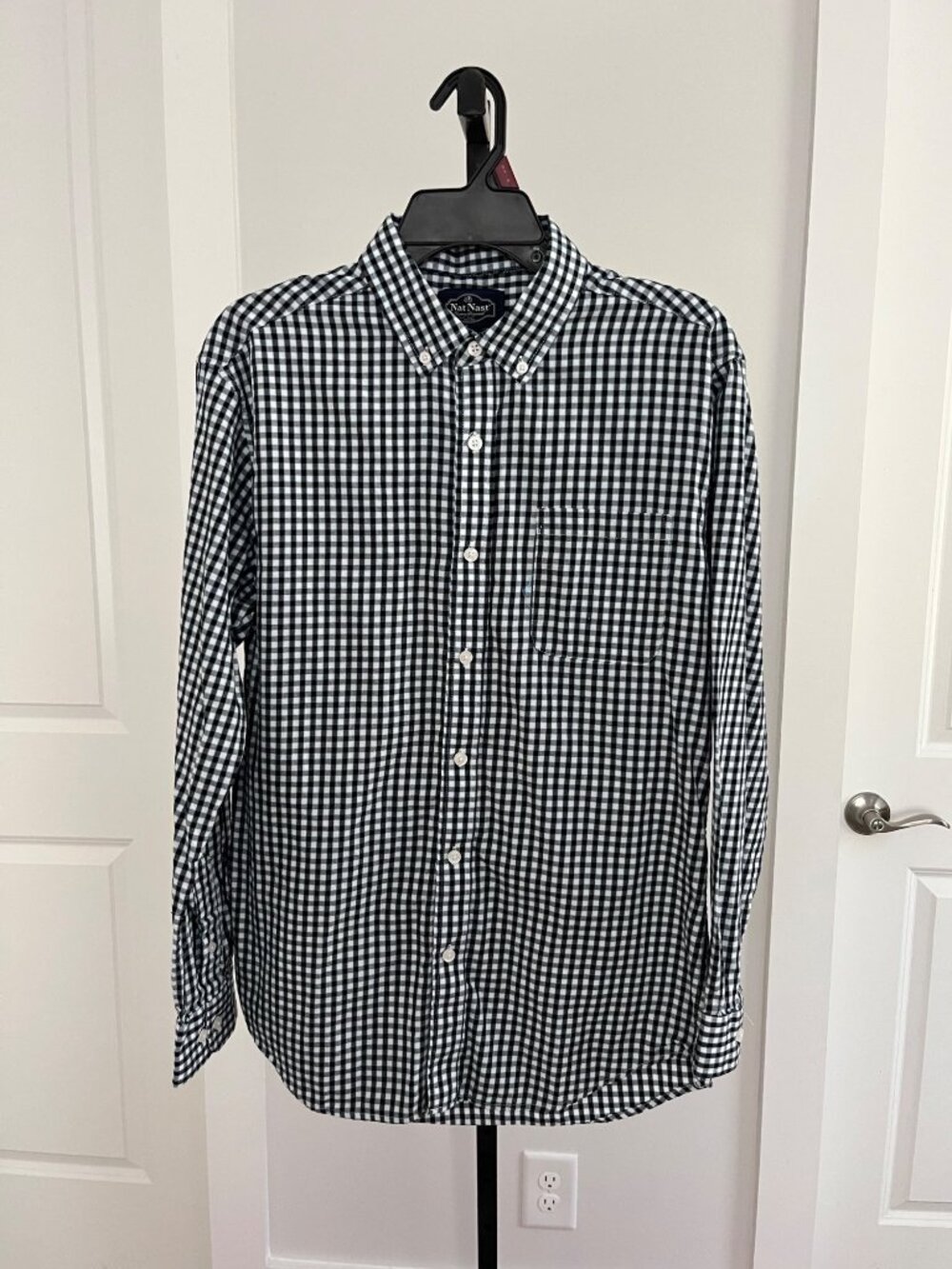 Nat Nast Gingham Plaid Button Up Shirt Size M